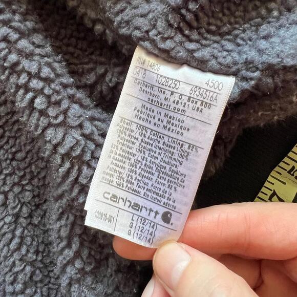 Women's Distressed Carhartt Wildwood Sherpa Lined Canvas Jacket | Black | Size L - Picture 8 of 8